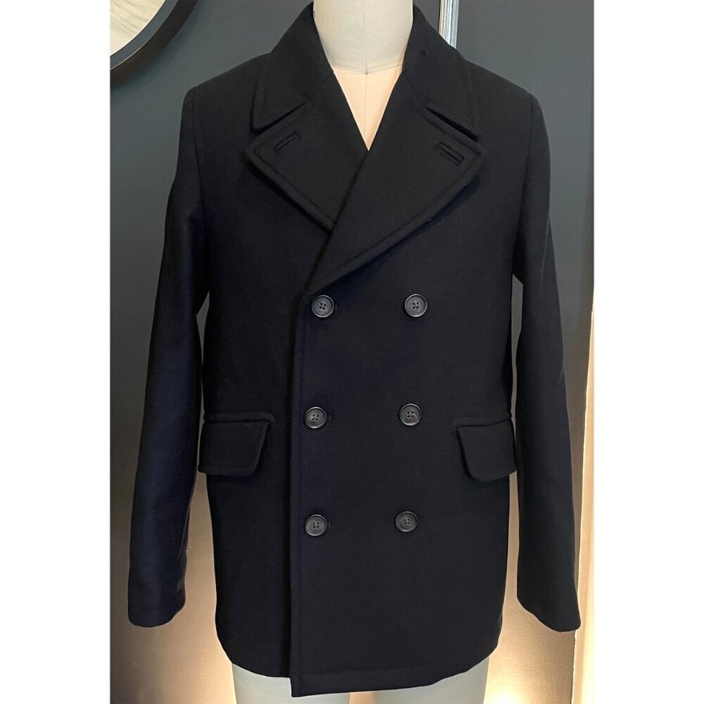 Ted Baker 273719 Charcoal Navy Blue Short‎ Wool Blend Peacoat Size 2 (med)